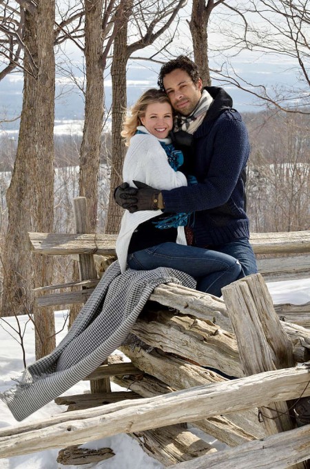blue mountain view engagement photo