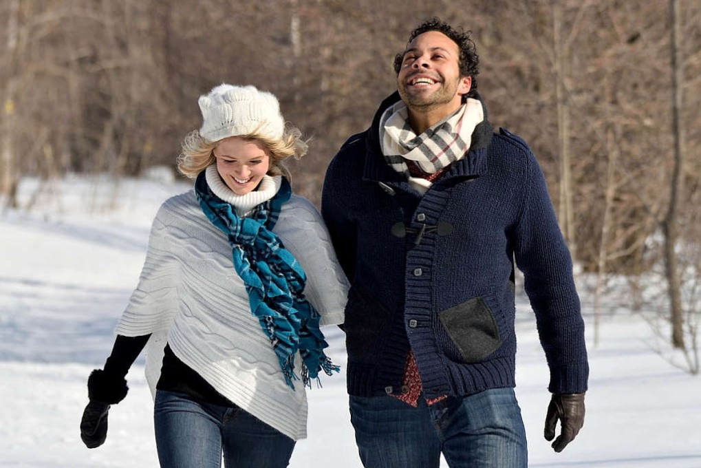 bruce trail engagement photo couple walking