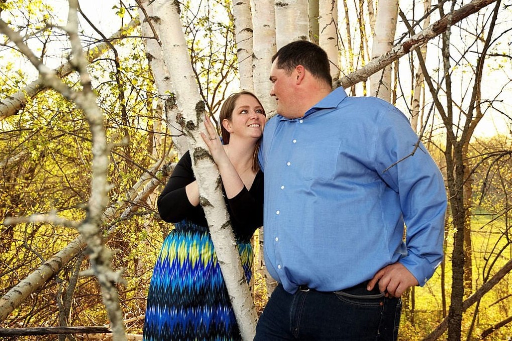 keene photographer engagement session with poplars and sunset
