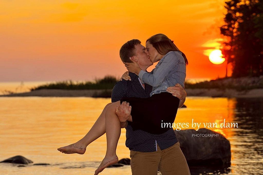Wasaga Beach Photographer: Elissa and Ben's Sunset Engagement Session in Tiny Beaches