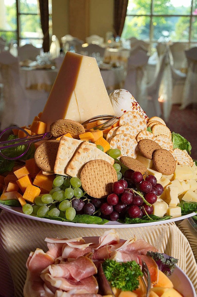 delicious cheese and meat tray at caledon wedding at royal ambassador