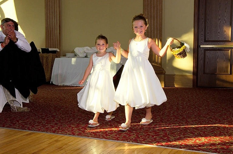 flower girls at wedding reception at Caledon wedding