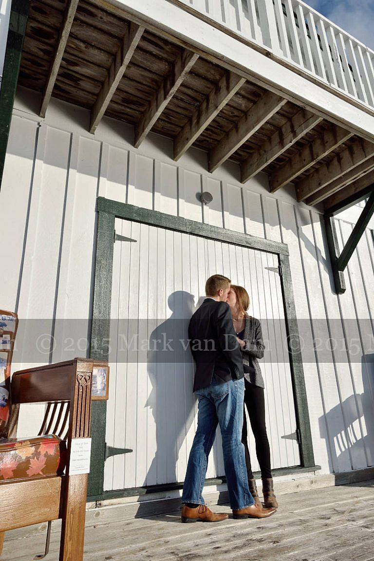 Couple Kissing on Leacock Museum boathouse