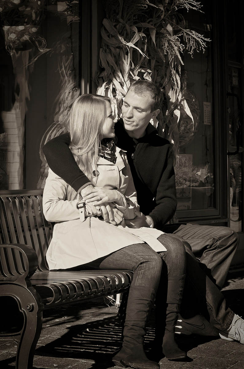 Blue mountain photographer fall engagement session in Collingwood at Blue Mountain Village