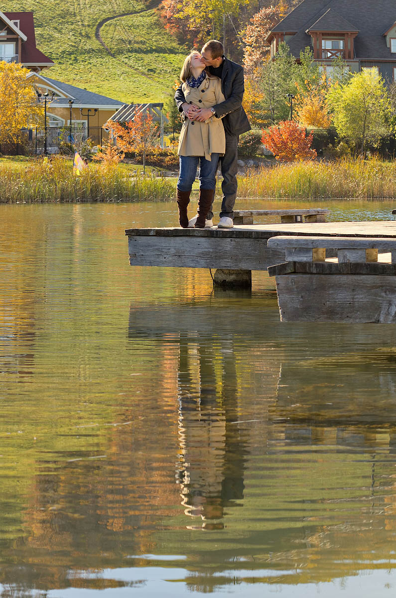 Blue mountain photographer fall engagement session in Collingwood at Blue Mountain Village