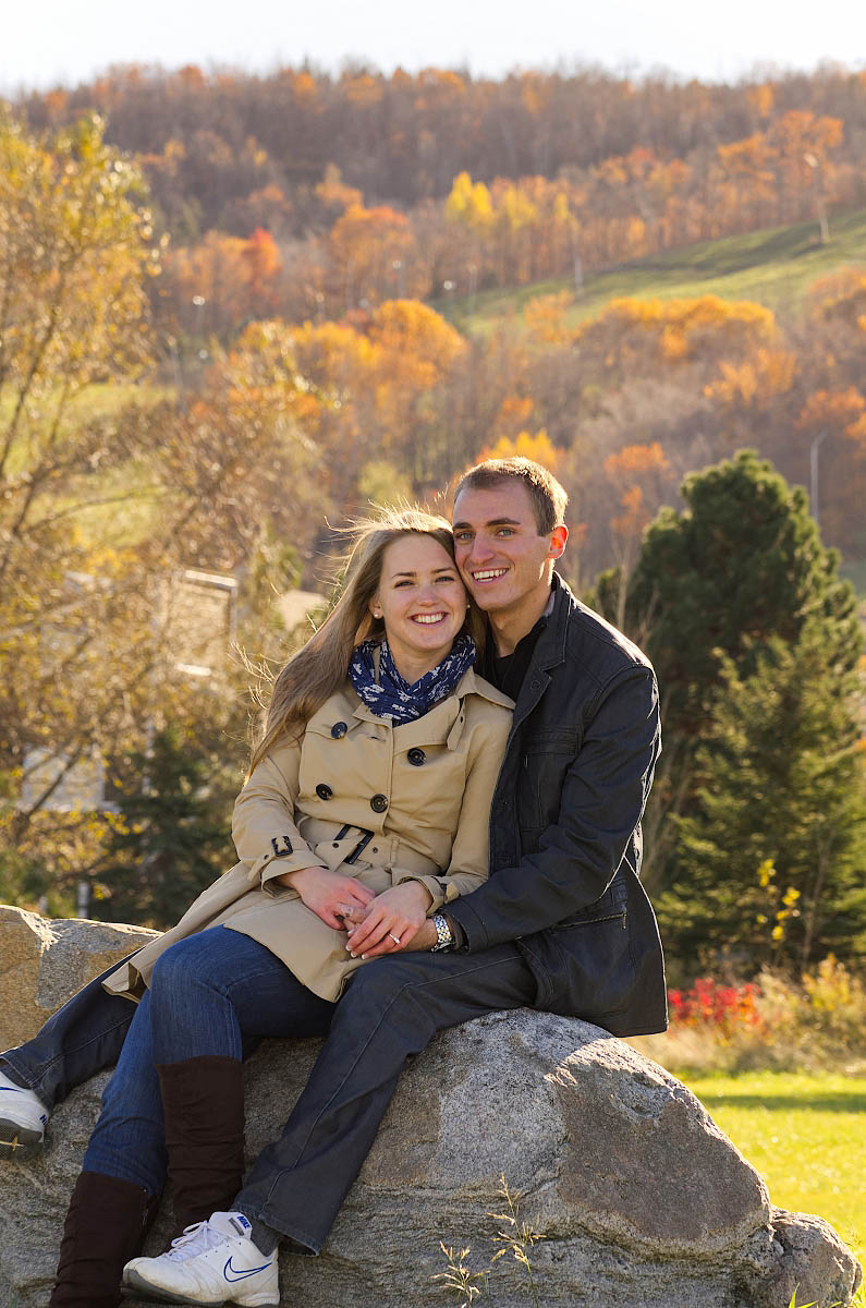 Blue mountain photographer fall engagement session in Collingwood at Blue Mountain Village