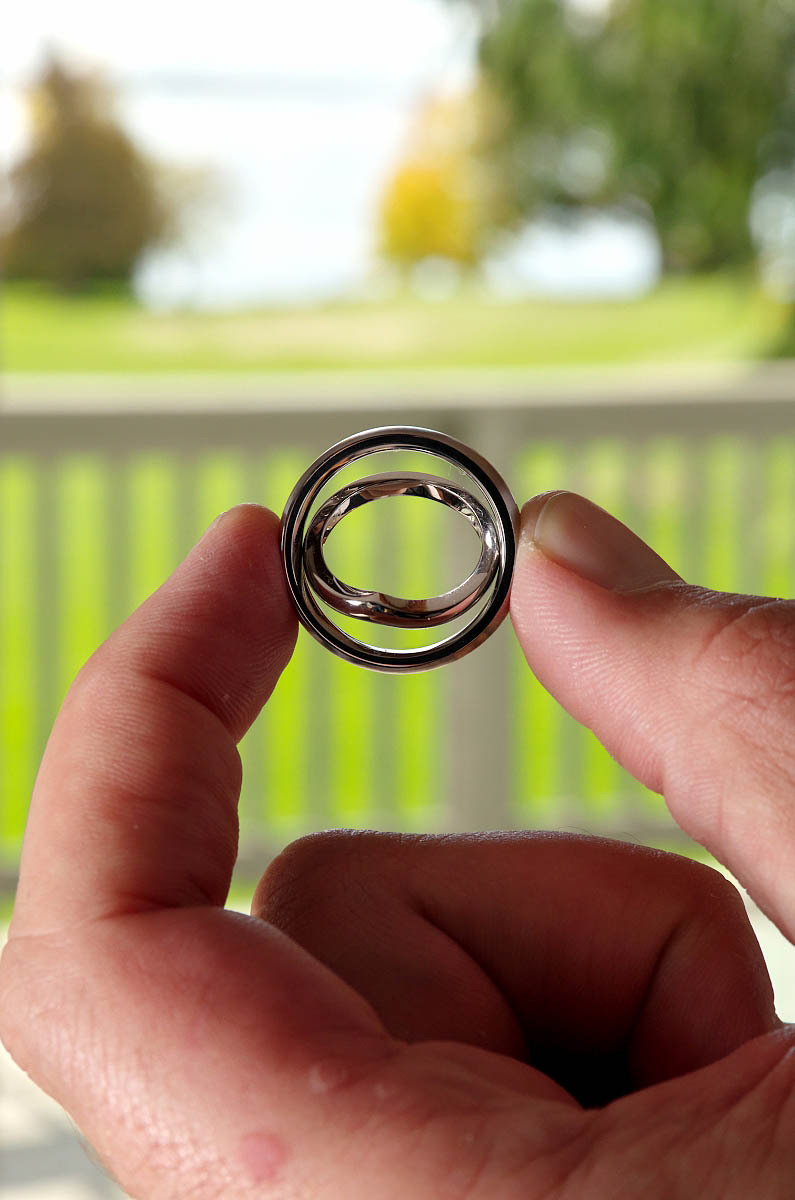 Bride's ring inside Groom's ring at Eganridge Resort wedding