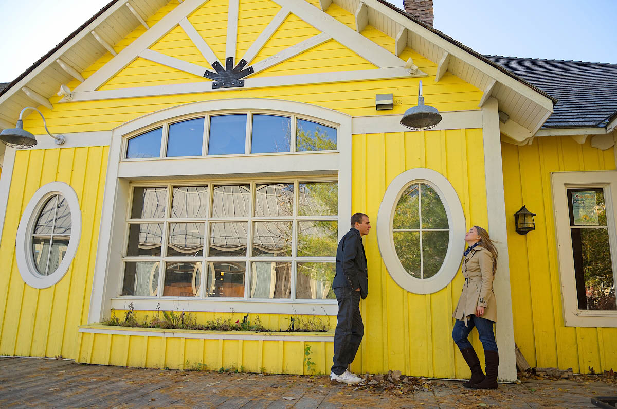 Blue mountain photographer fall engagement session in Collingwood at Blue Mountain Village