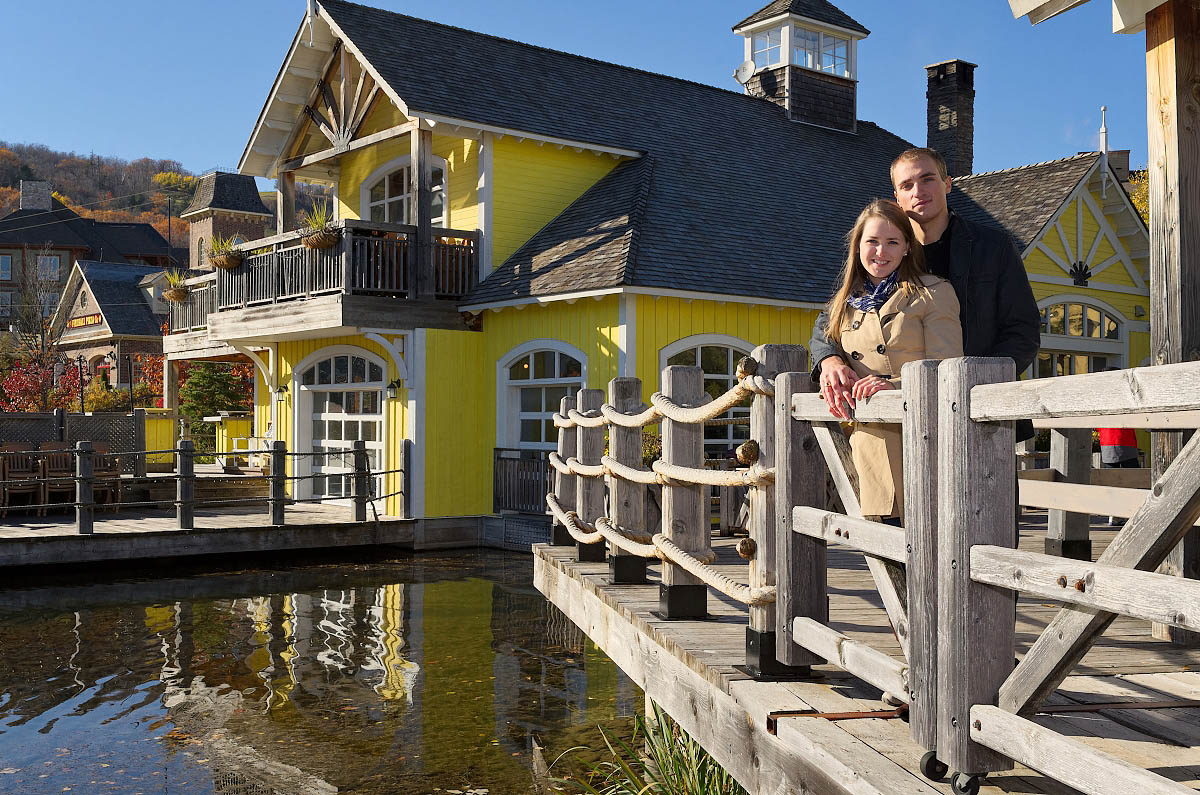 Blue mountain photographer fall engagement session in Collingwood at Blue Mountain Village
