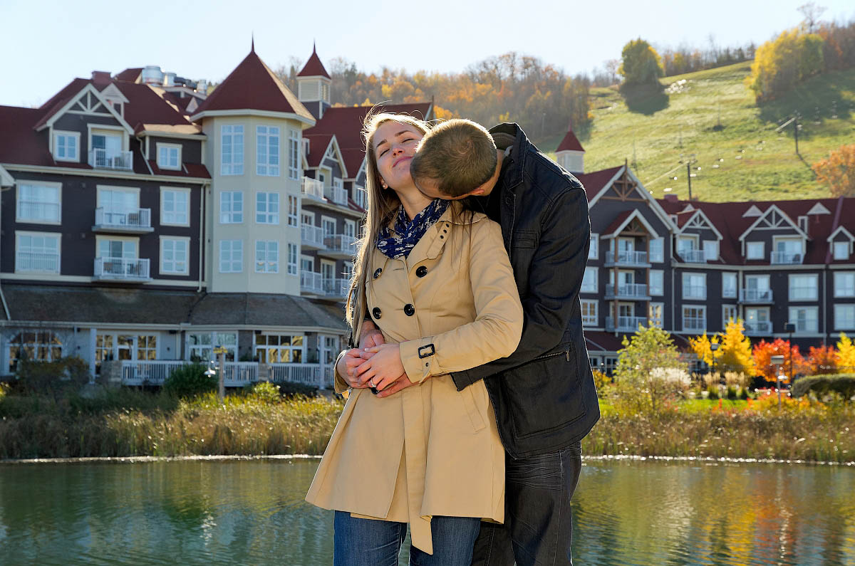 Blue mountain photographer fall engagement session in Collingwood at Blue Mountain Village