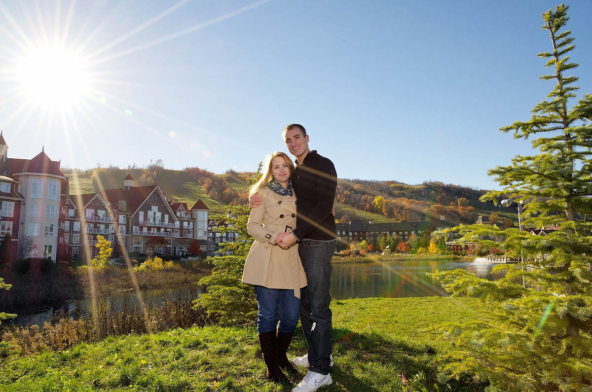 Blue mountain photographer fall engagement session in Collingwood at Blue Mountain Village