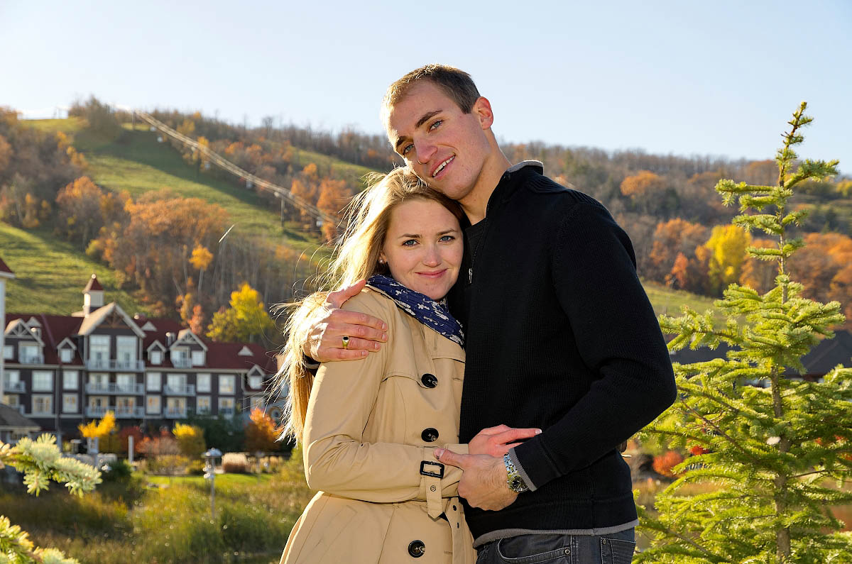 Blue mountain photographer fall engagement session in Collingwood at Blue Mountain Village