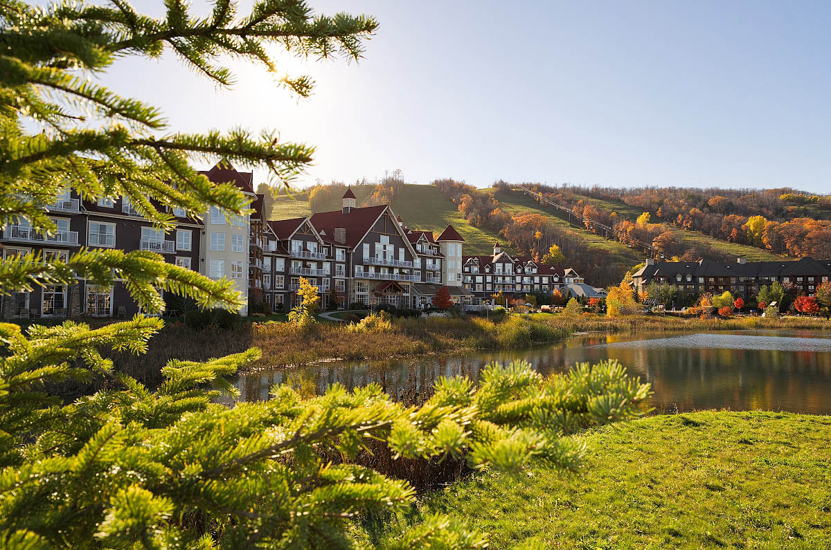 Blue mountain photographer fall engagement session in Collingwood at Blue Mountain Village