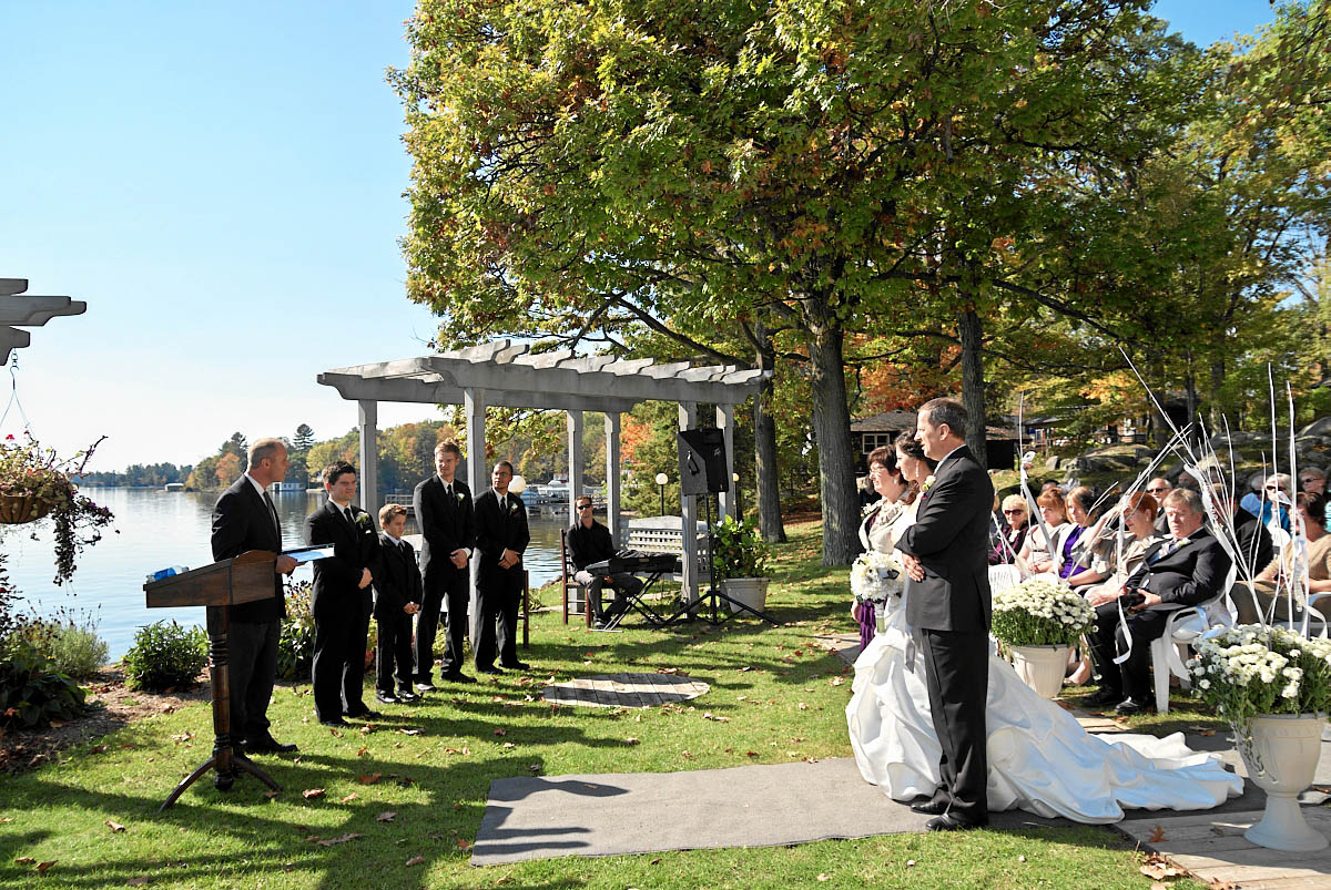 waterfront wedding ceremony at viamede resort wedding