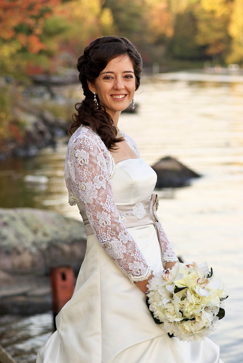 bride by stoney lake at kawartha lakes wedding on stoney lake at viamede resort