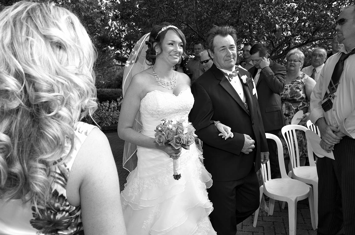 bride and dad walking nottawasaga ceremony