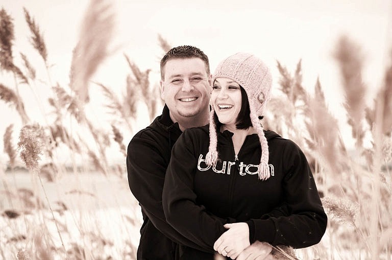 Snowboard engagement session at Wasaga Beach