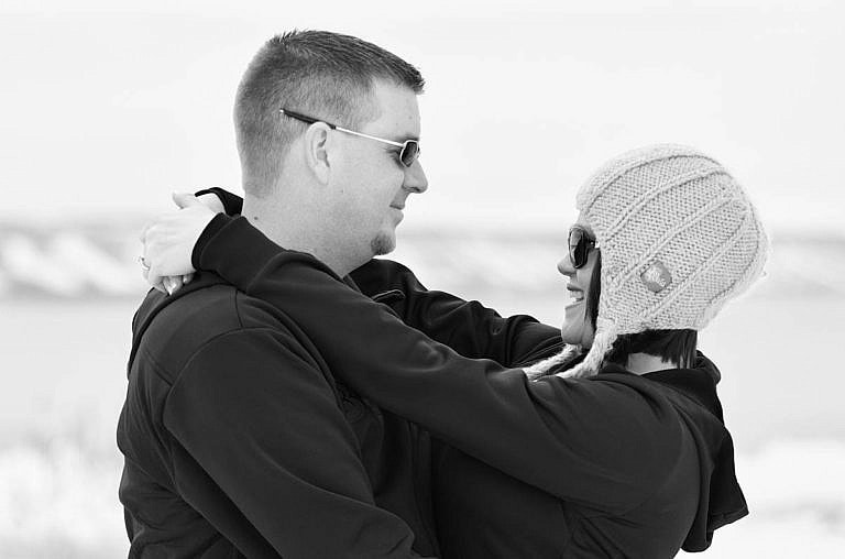 Snowboard engagement session at Wasaga Beach