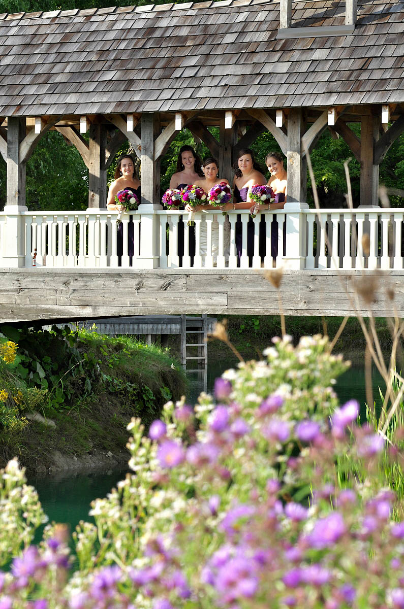 girls on covered bridge