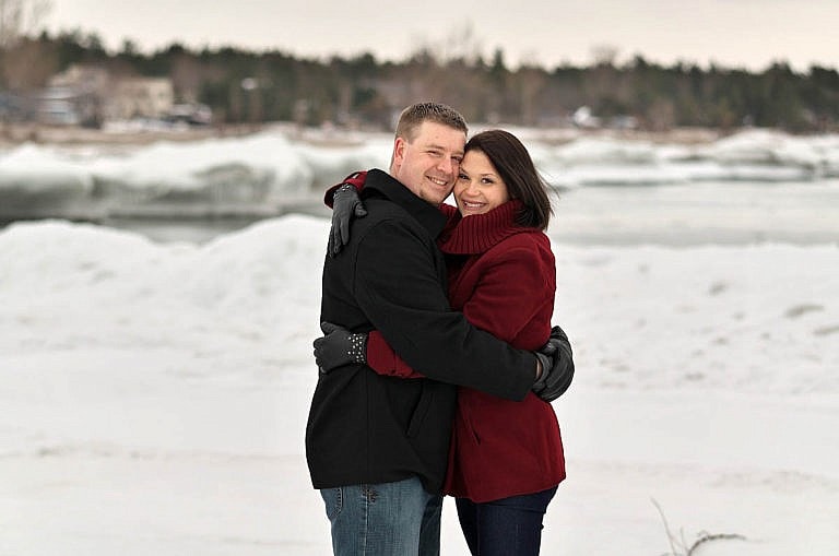 Snowboard engagement session at Wasaga Beach