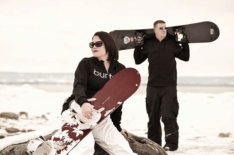 Snowboard engagement session at Wasaga Beach