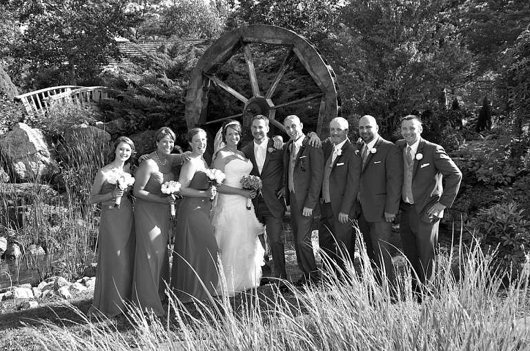 wedding party by water wheel nottawasaga