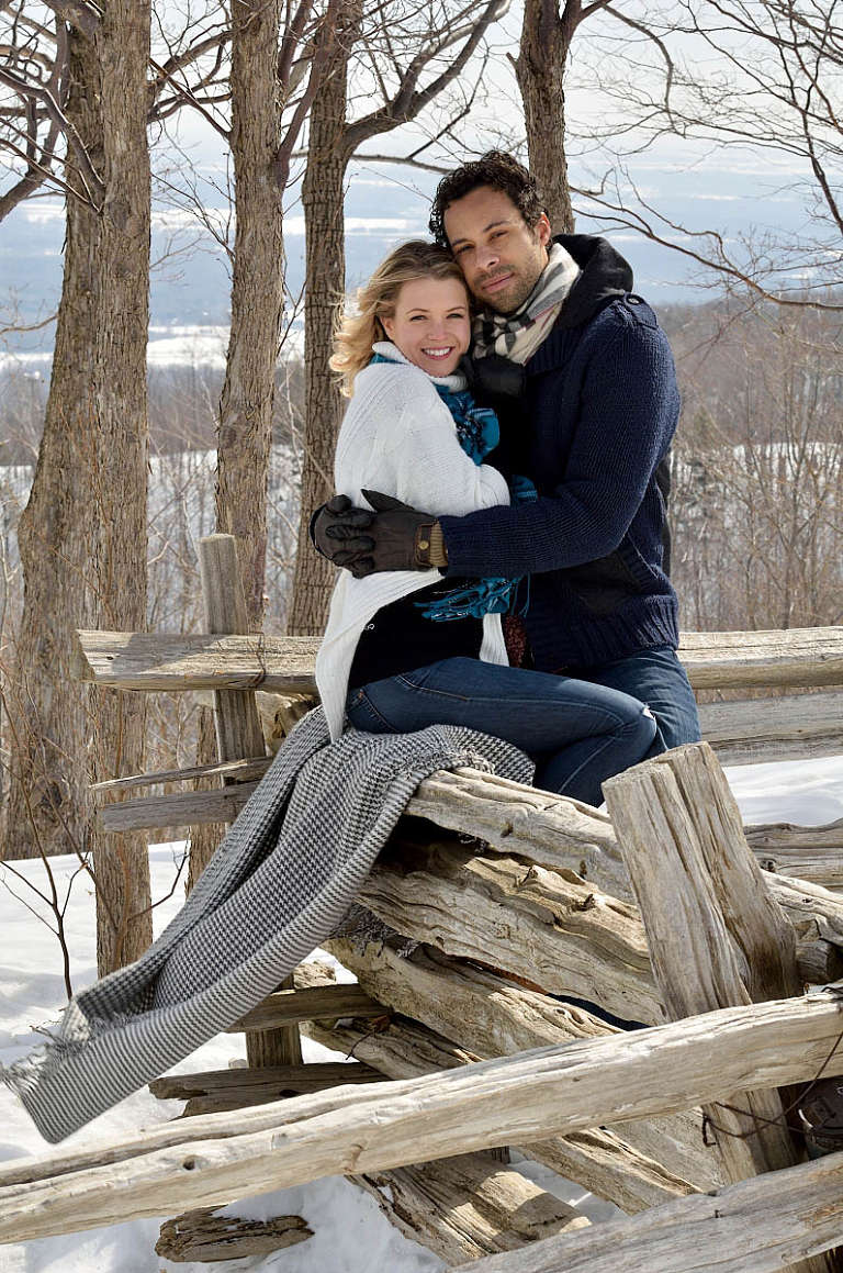 blue mountain view engagement photo