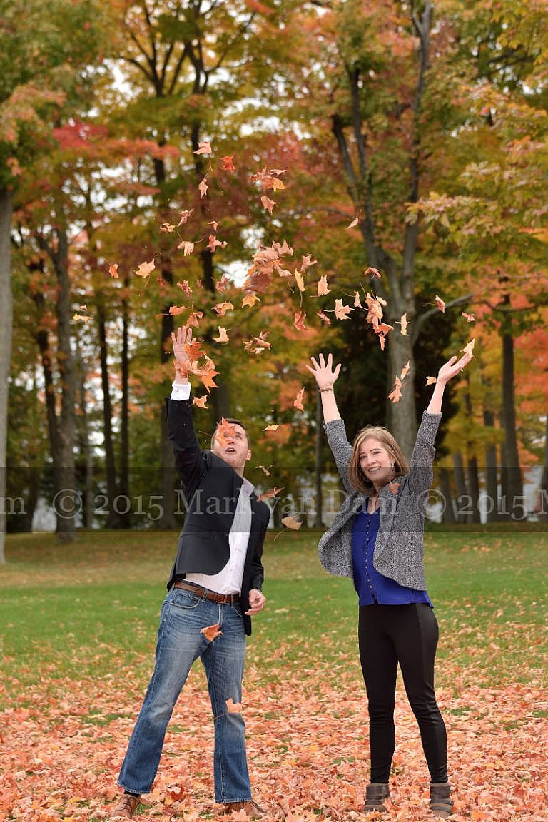 Orillia engagement photography session at Tudhope Park in Orilllia with punchy fall colours