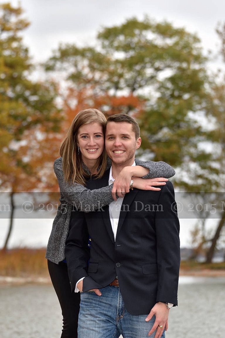 Orillia engagement photography session at Tudhope Park in Orilllia with punchy fall colours