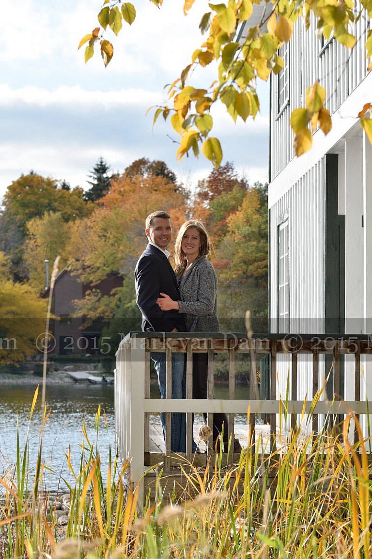 happy couple at Leacock Museum boathouse
