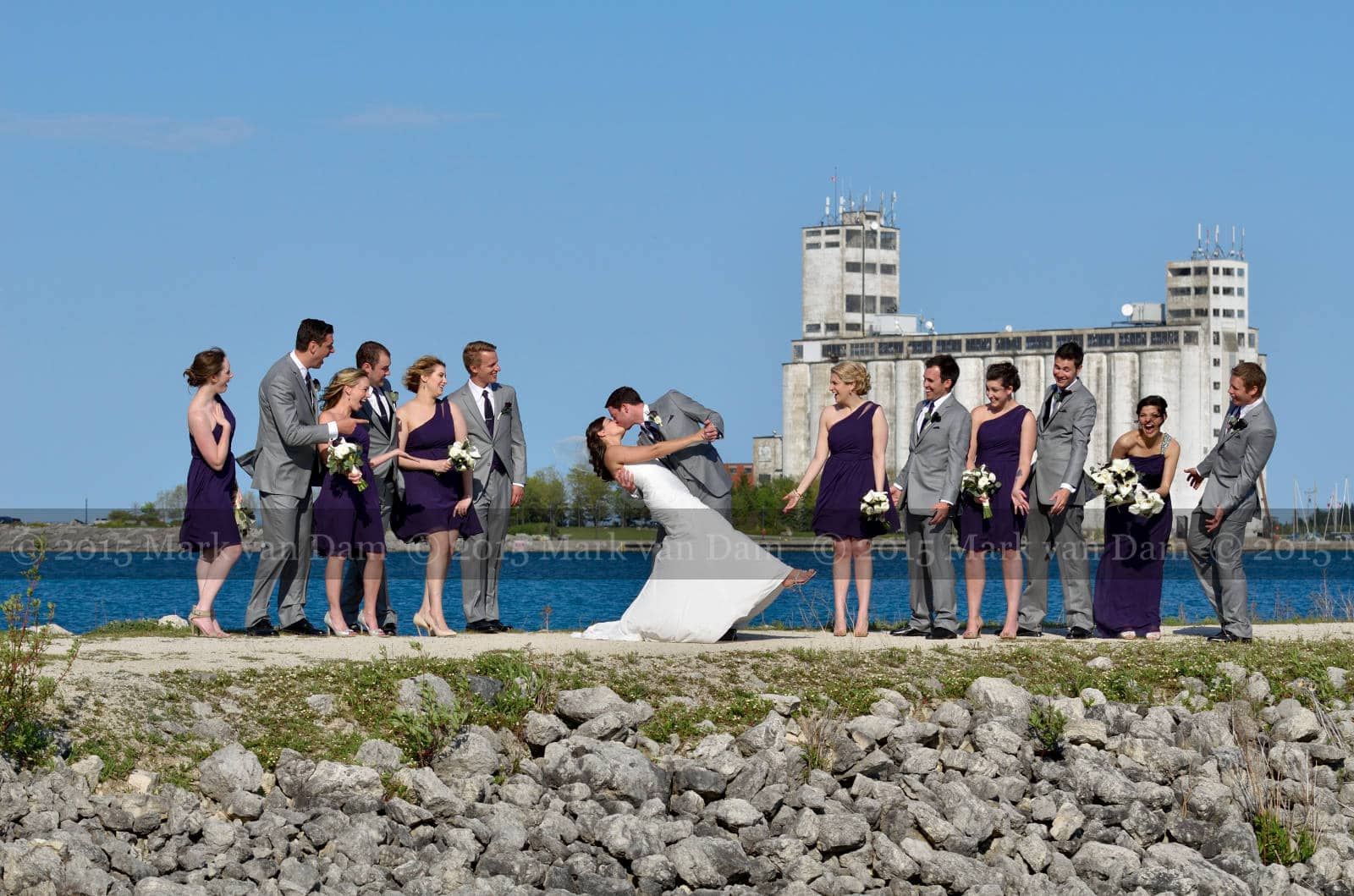 wedding party on breakwater at bear estate cranberry resort wedding