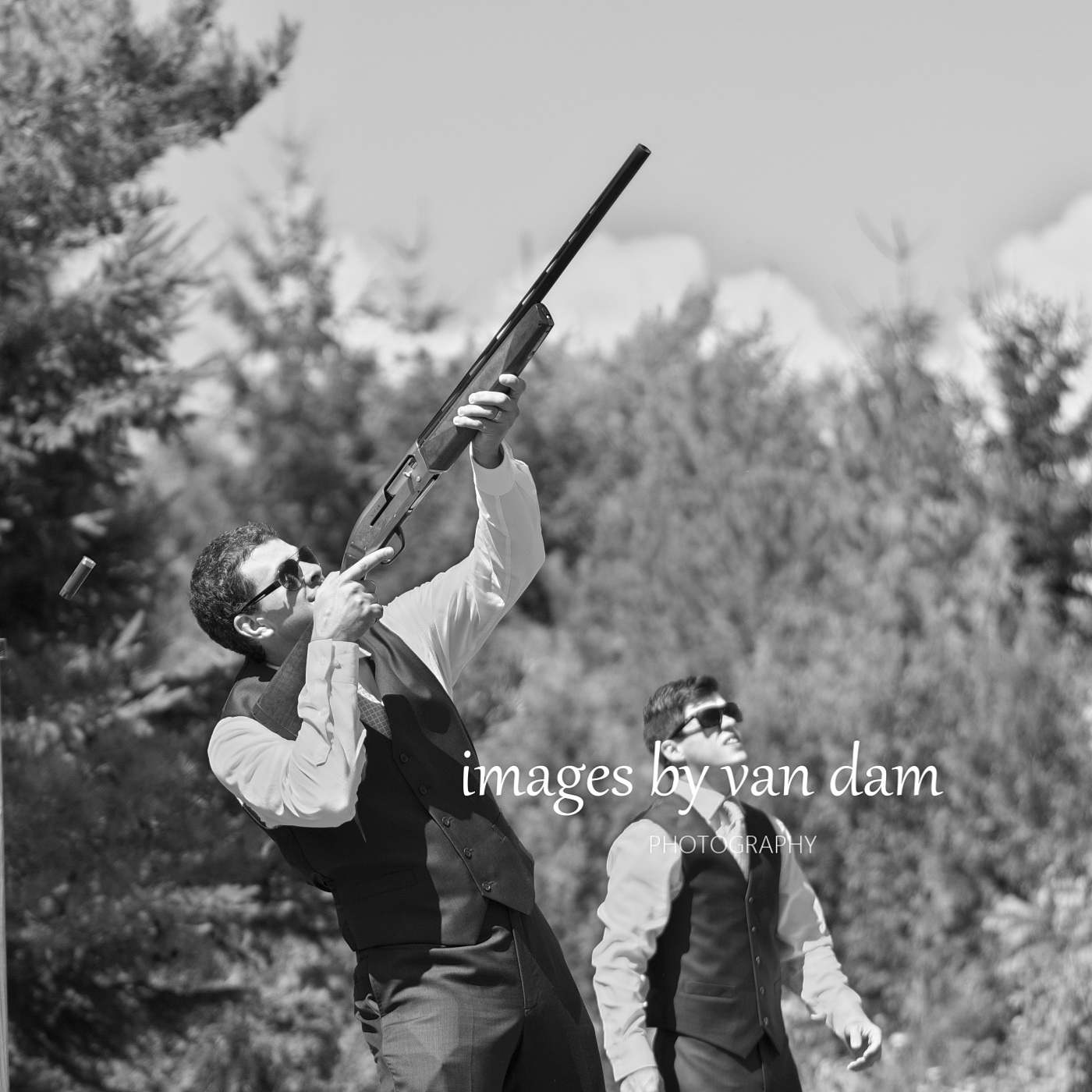 groomsmen skeet shooting at Blue Mountains wedding