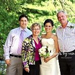Family wedding photography on dock at Stoney Lake wedding