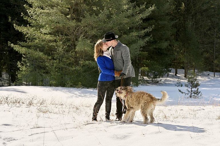 Wasaga beach photographer winter engagement session at Wasaga Beach provincial Park