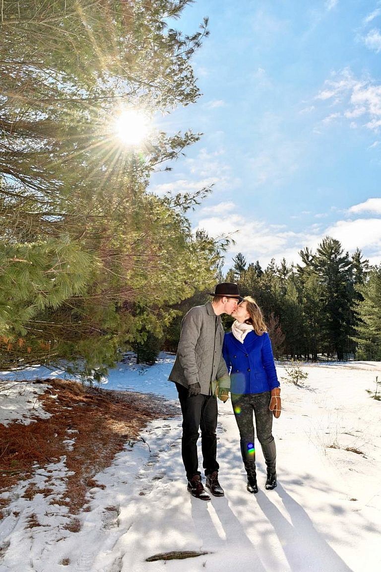 Wasaga beach photographer winter engagement session at Wasaga Beach provincial Park